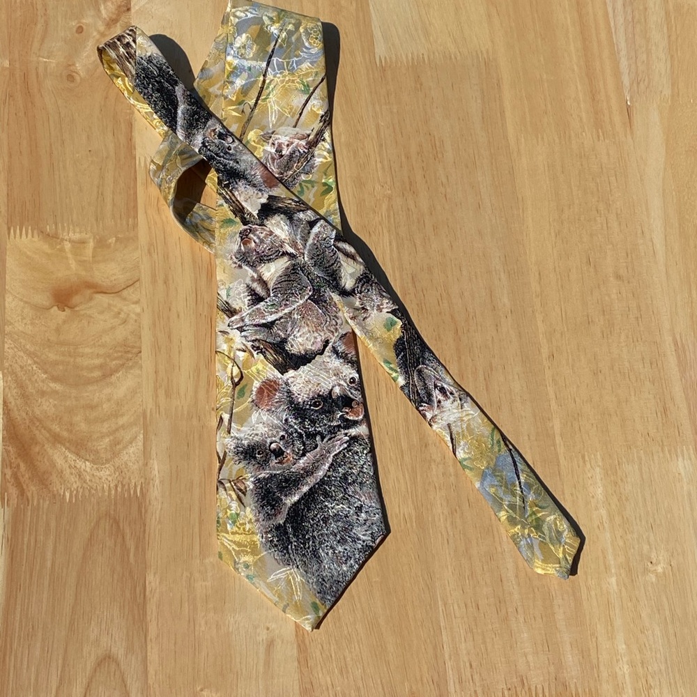 Endangered species tie koalas tatters silk tie